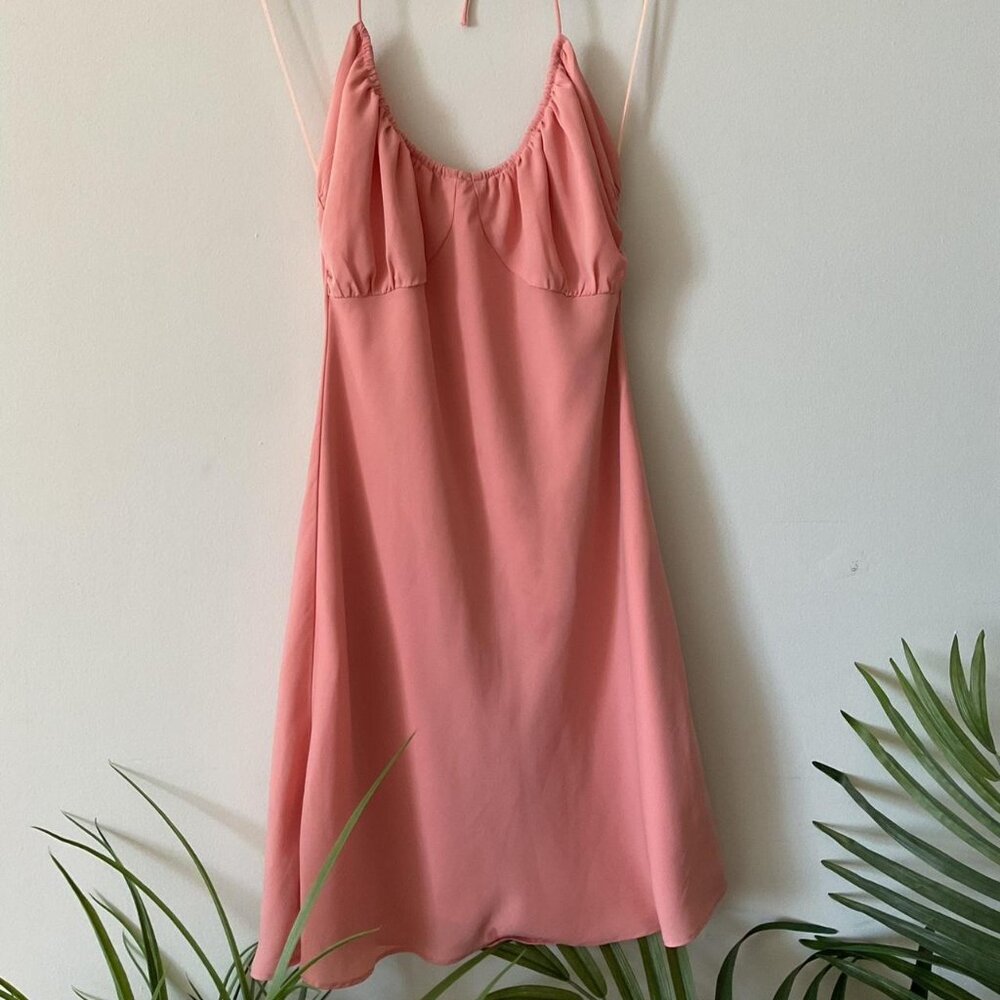 Abercrombie Coral Halter Ruched Mini Dress NWT